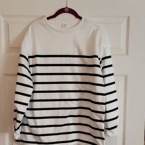 White and Black Striped Long Sleeve Shirt SHEIN kids Size 14Y